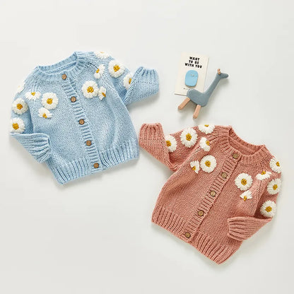 Baby Girls Long Sleeve Embroider Knit Cardigan childrensterritory