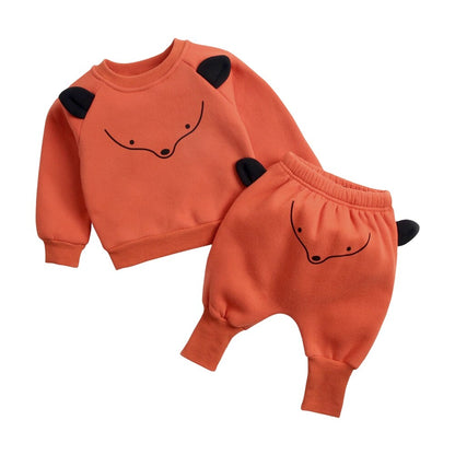 Animal Printed 2Pcs Casual Warm Baby Clothes Sets Tops + Pants childrensterritory