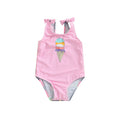 Kid Girl Ice Cream Printed Patchwork Beach Bodysuit childrensterritory