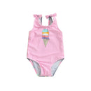 Kid Girl Ice Cream Printed Patchwork Beach Bodysuit childrensterritory