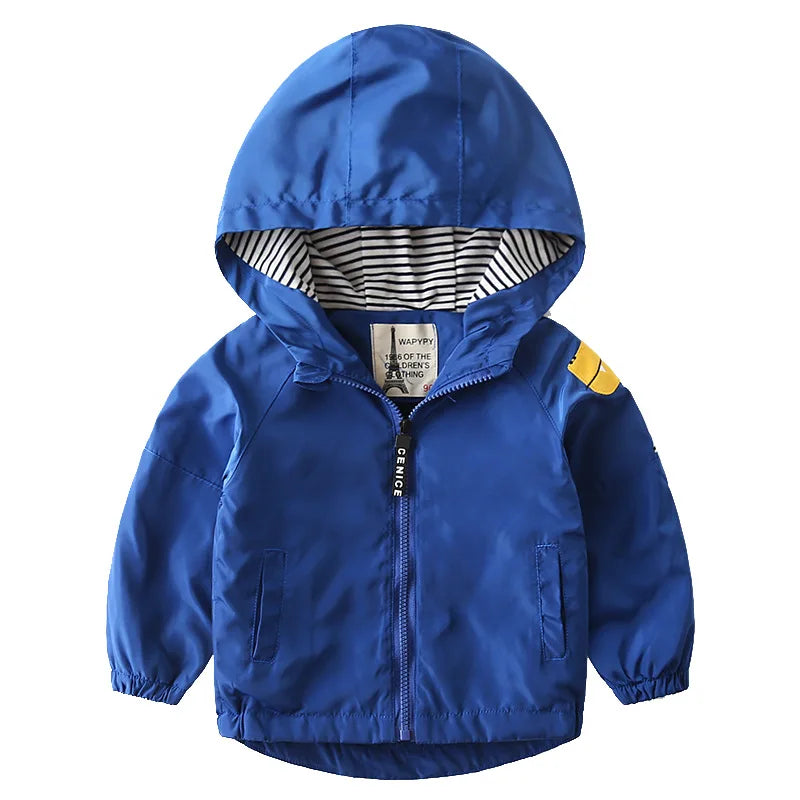 Cartoon Striped Children Hardshell Jacket For Boys childrensterritory