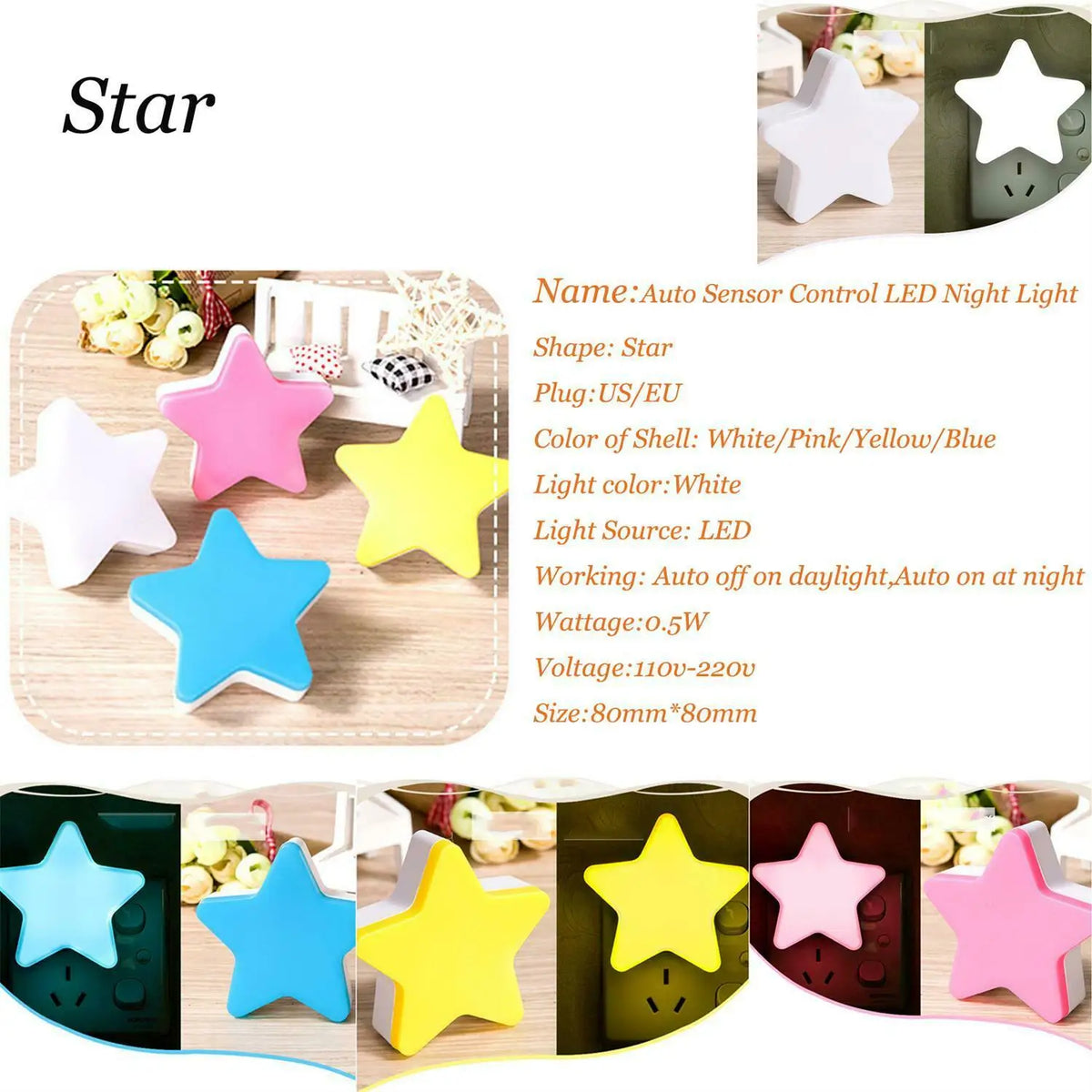 Mini Dusk to Dawn Sensor Wall Nights Lamp for Bedroom