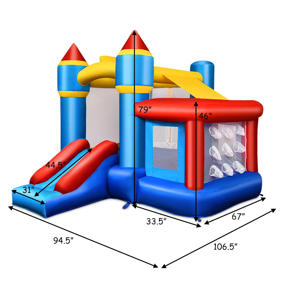 Kids Inflatable Bounce House Castle W/ 480W Blower childrensterritory