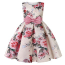 Flower Print Kids Girls Elegant Birthday Party Dresses childrensterritory