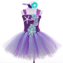 Kids Girls Mermaid and Starfish Design Tutu Party Dresses childrensterritory