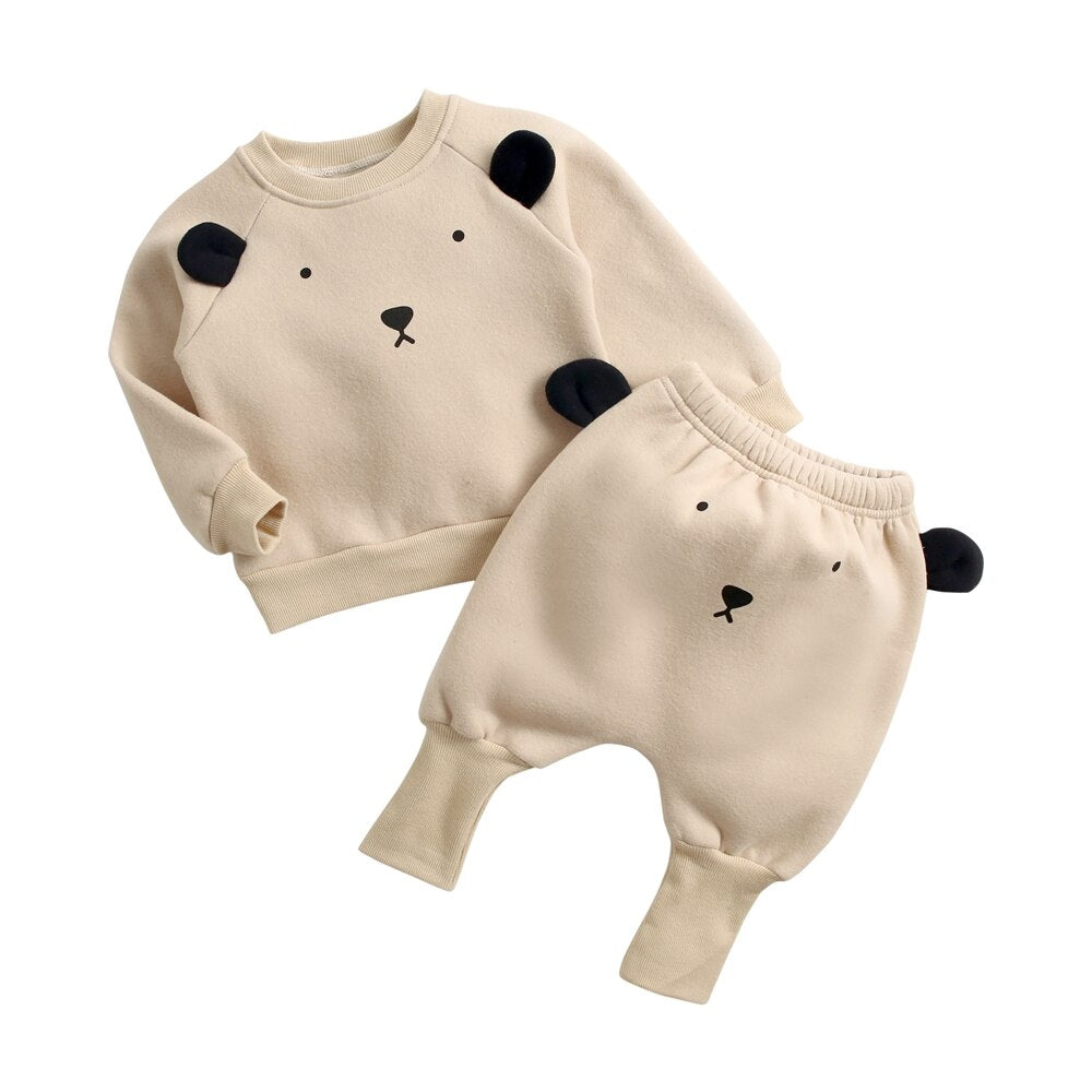 Animal Printed 2Pcs Casual Warm Baby Clothes Sets Tops + Pants childrensterritory
