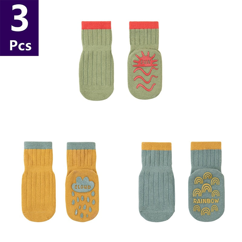 Cute Pattern: 3 Pairs/lot Anti-Slip Baby Cotton Socks childrensterritory