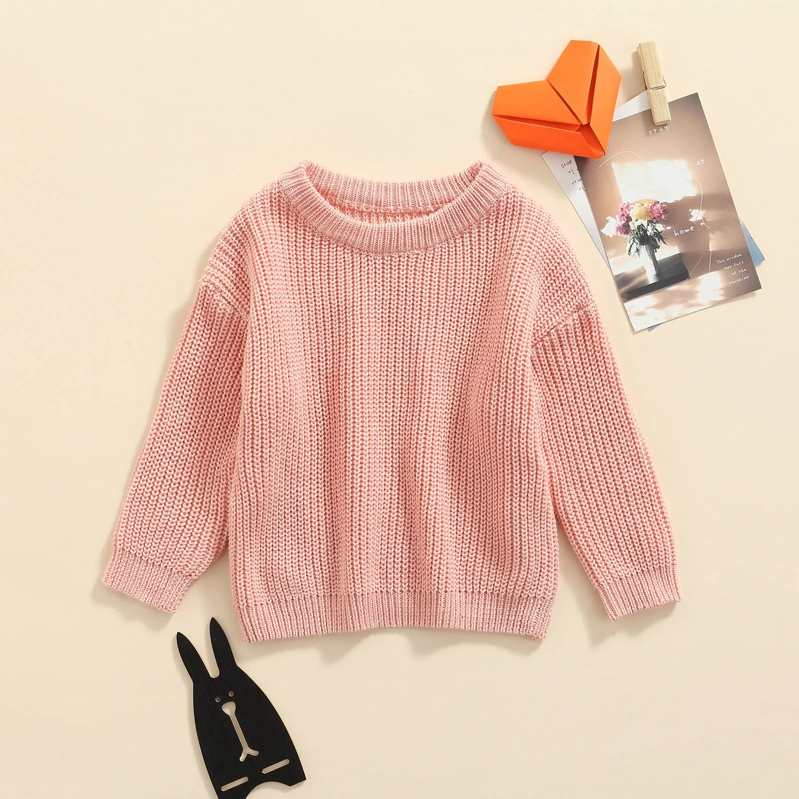Baby Boys Girls Solid Color Long Sleeve Knit Sweaters childrensterritory