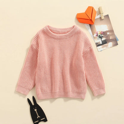 Baby Boys Girls Solid Color Long Sleeve Knit Sweaters childrensterritory