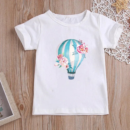Stylish Cartoon Print Kids Girls Casual T-shirts childrensterritory