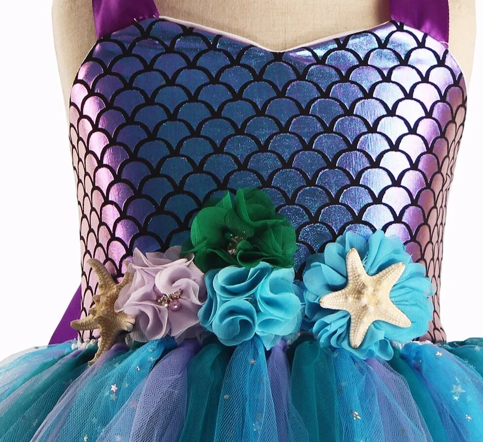 Kids Girls Mermaid Style Fancy Tutu Party Dress with Headband childrensterritory