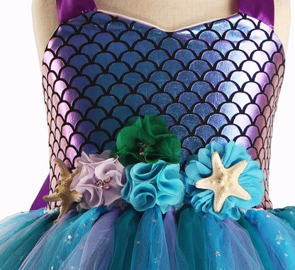 Kids Girls Mermaid Style Fancy Tutu Party Dress with Headband childrensterritory