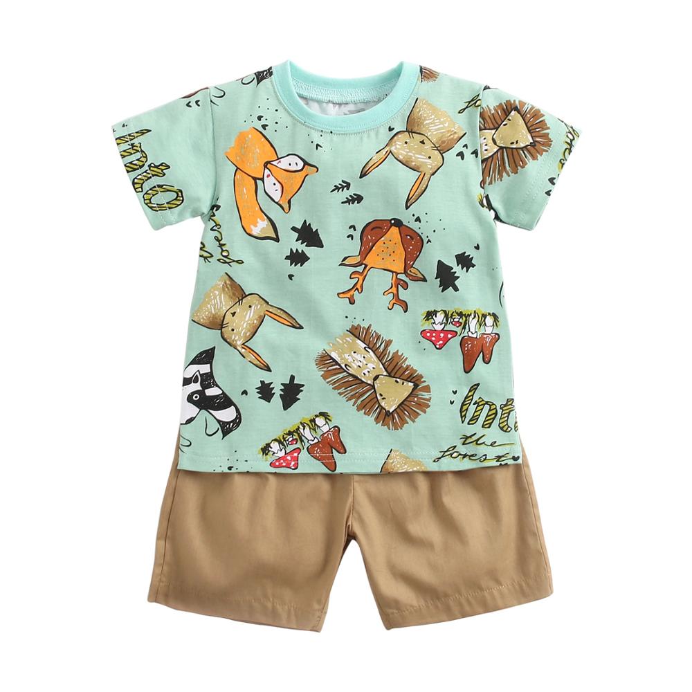 Cartoon Print Baby Boy 2pcs Casual Summer Clothing Sets childrensterritory