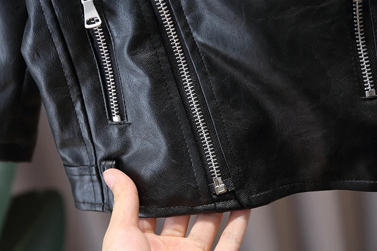 Zipper Design PU Leather Jacket for Baby/Kids childrensterritory
