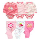 Newborn Baby Cartoon Print 6/8Pieces Soft Bodysuits+Pants Sets childrensterritory