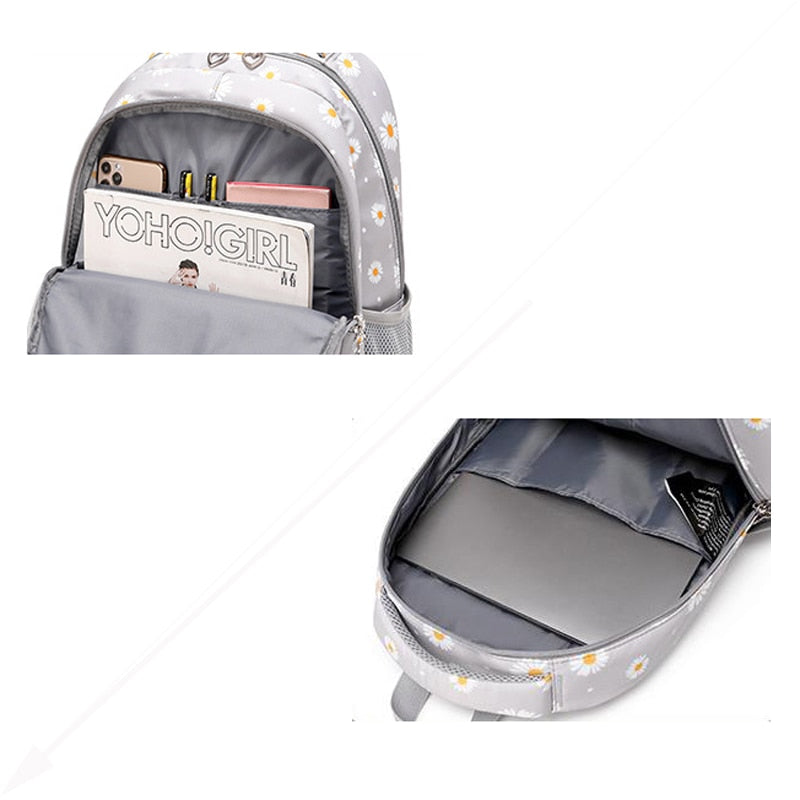 Floral Print 3 Pcs/Set School Backpack for Kids/Teen Girls childrensterritory