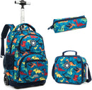 Kids 16-inch Rolling Luggage Bags School Backpack Set childrensterritory