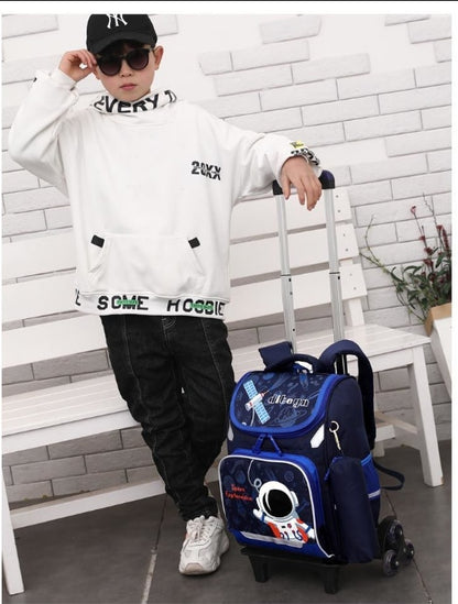 Space Theme Kids Boys School Rolling Backpacks childrensterritory
