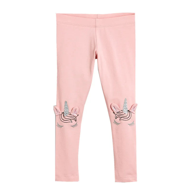 Kids Girls Cartoon Pattern Skinny Cotton Trousers