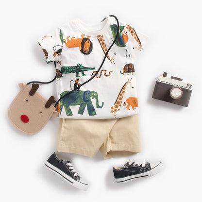 Cartoon Print Baby Boy 2pcs Casual Summer Clothing Sets childrensterritory