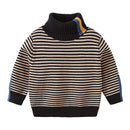 Kids Boys Warm High Neck Knitted Striped Sweater childrensterritory