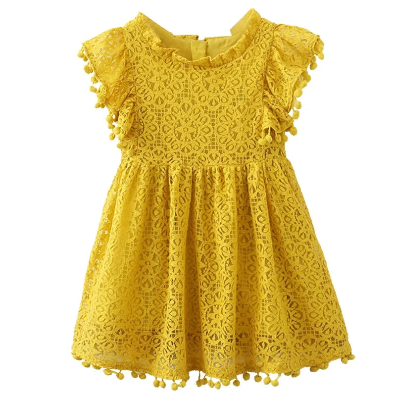 Kids Girls Flower Lace Design Summer Party Dresses childrensterritory