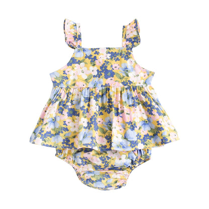 Baby Girls Floral Sleeveless Tops + Shorts Clothing Set childrensterritory