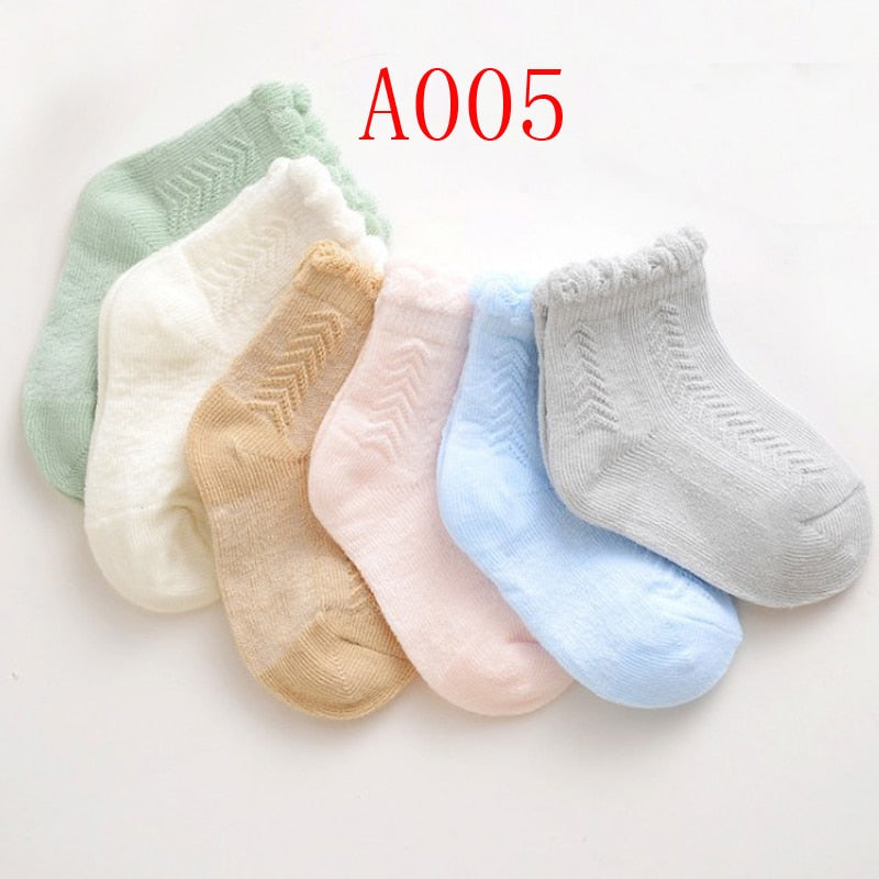 Baby Solid Color 6Pair/lot Thin Cotton socks childrensterritory