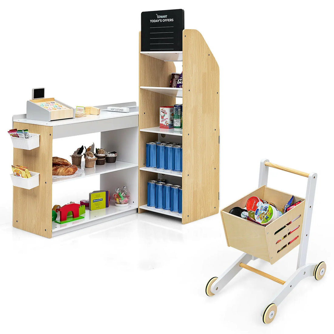 Kids Pretend Supermarket Shopping Playset with Cart childrensterritory