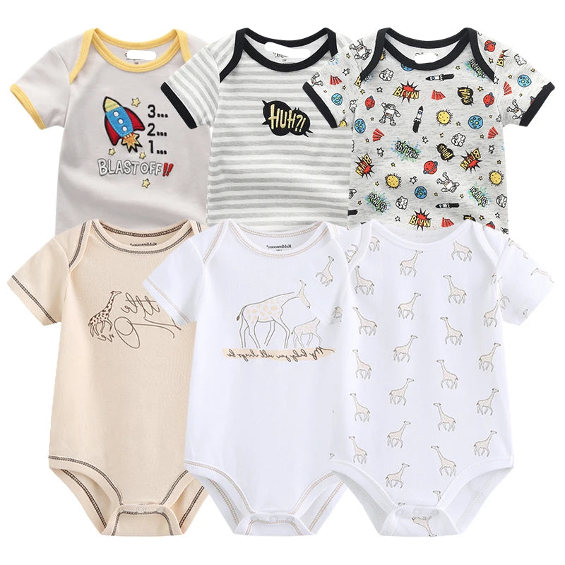 6Pcs/Lot Cartoon Design Soft Cotton Baby Rompers childrensterritory