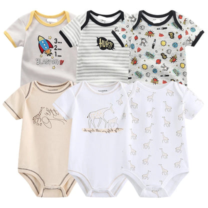6Pcs/Lot Cartoon Design Soft Cotton Baby Rompers childrensterritory