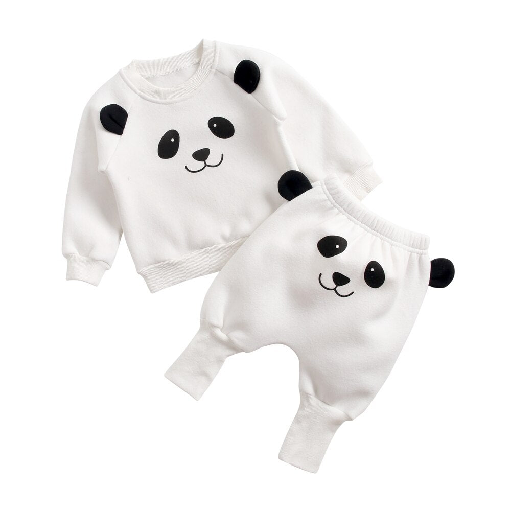 Animal Printed 2Pcs Casual Warm Baby Clothes Sets Tops + Pants childrensterritory