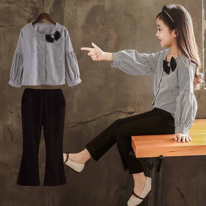 Kids Girls Letter Print Sweater + Leggings Two-Piece Clothing Set childrensterritory