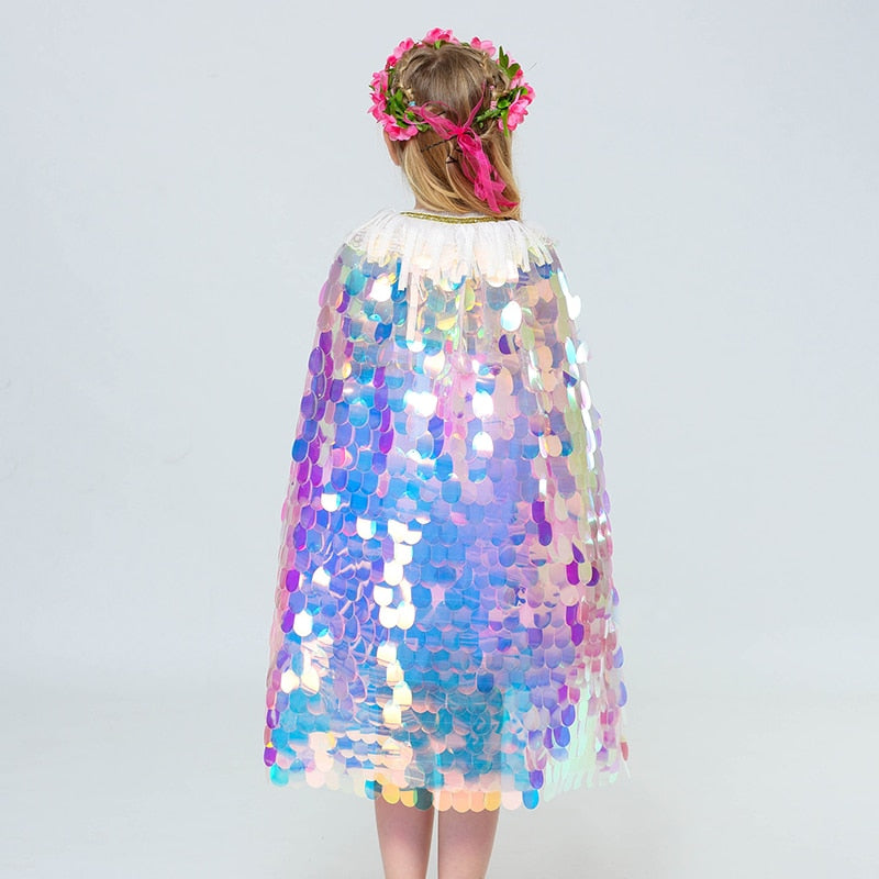 Multicolor Blingbling Fairy Princess Cape for Halloween Party childrensterritory