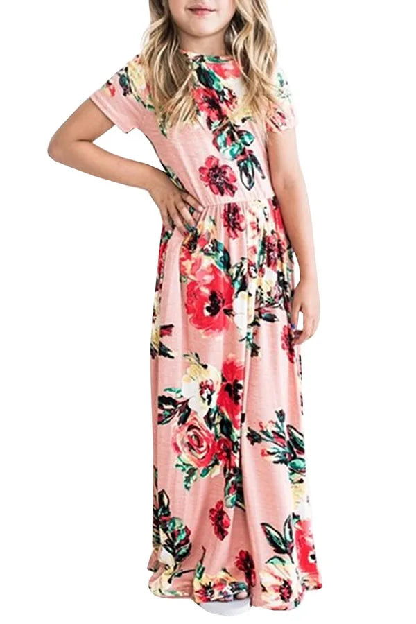 Striped Print Design Casual Summer Long Dress For Baby Girls childrensterritory