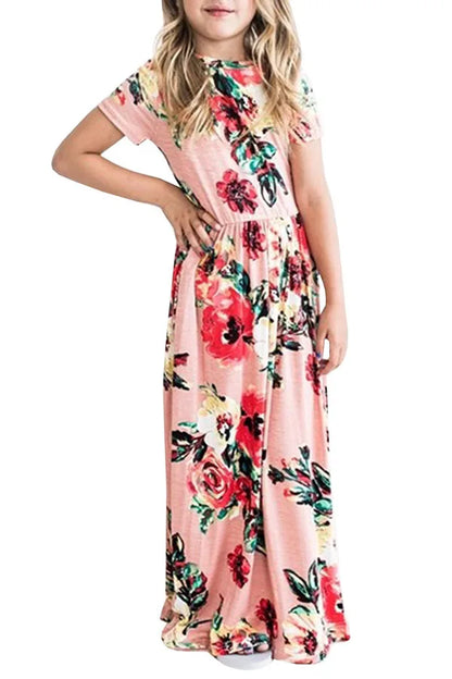 Striped Print Design Casual Summer Long Dress For Baby Girls childrensterritory