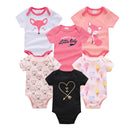 6 pcs/lot Baby Girls Cartoon Print Bodysuits for Summer childrensterritory