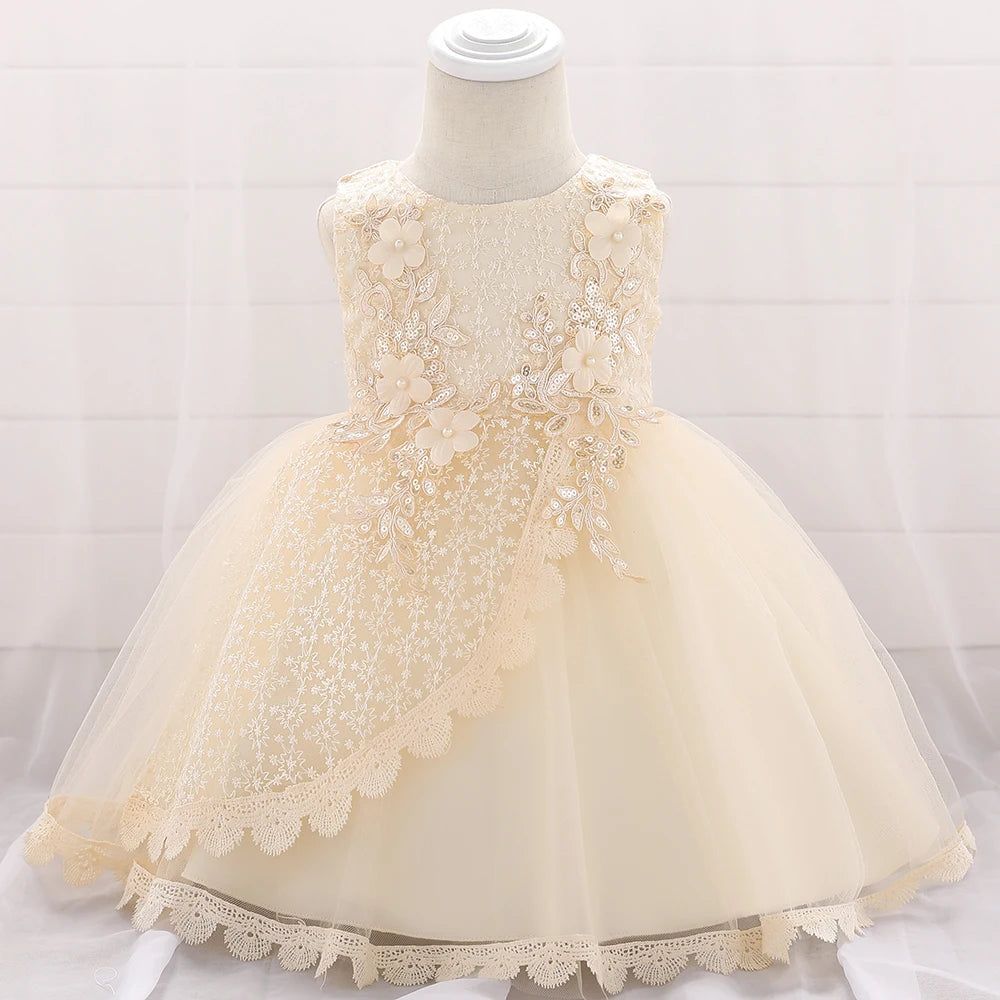 Baby Girl Lace Embroidered Formal Occasion Gowns