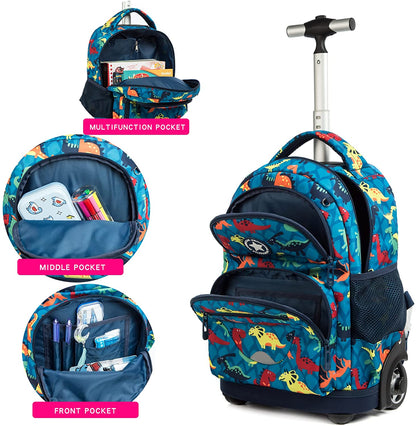 Kids 16-inch Rolling Luggage Bags School Backpack Set childrensterritory