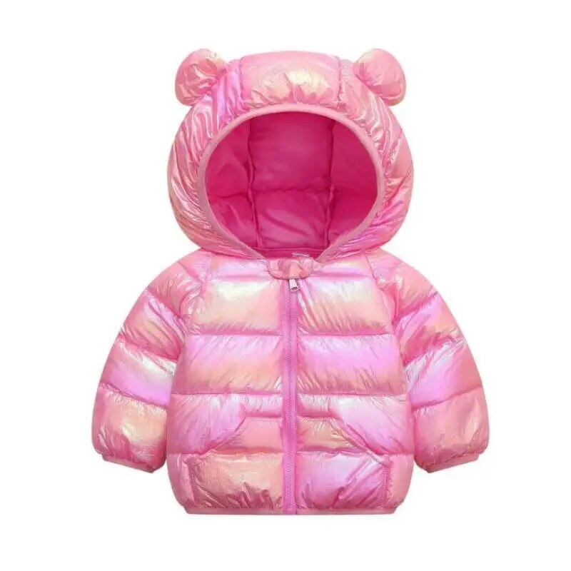 Little Girls Warm Hooded Glossy Design Jackets childrensterritory
