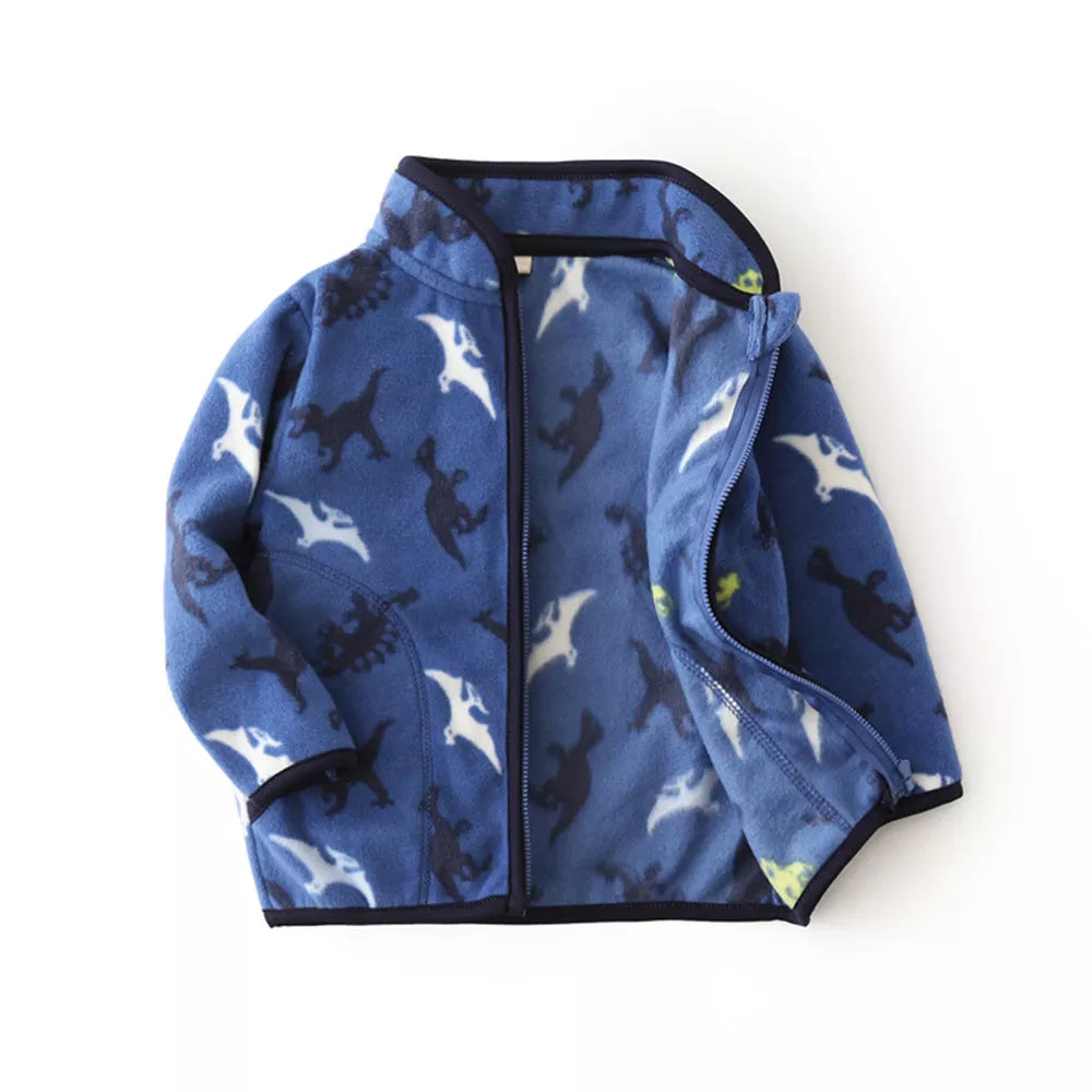 Printed Soft Fleece Kids Zipper Outerwear for Boys Girls childrensterritory