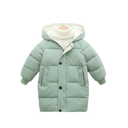 Kids Solid Color Pattern Hooded Down Cotton Jackets/Parkas childrensterritory