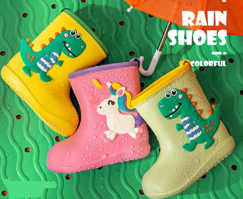 Non-slip Cartoon Dinosaur Design Children Rain Boots childrensterritory