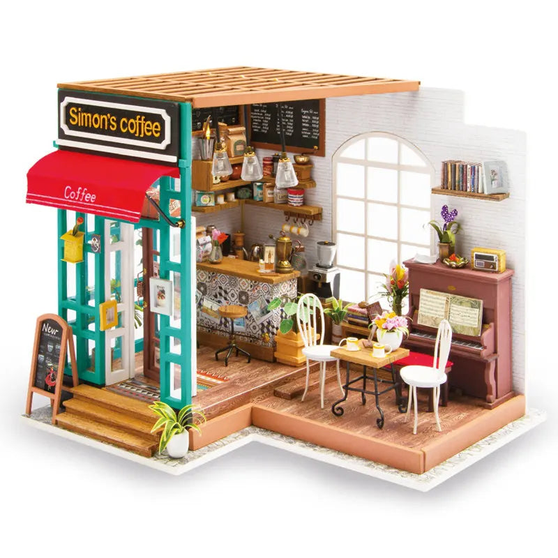 Miniature Wooden DIY House with Furniture Toys