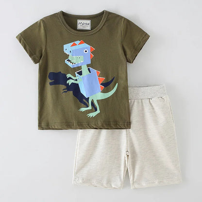 Kids Boys Short Sleeve Cartoon Print Clothing Sets childrensterritory