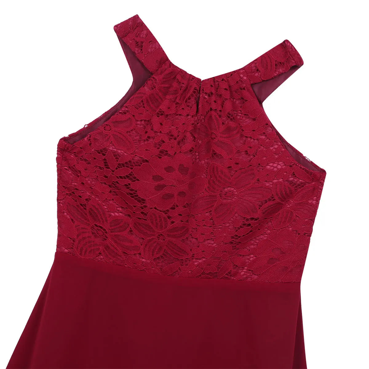 Kids Girls Halter Lace Design Chiffon Long Prom Ball Gowns childrensterritory