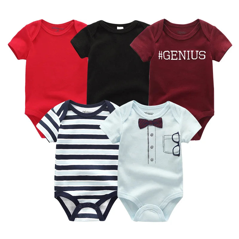 Cartoon Print Baby Girls Short Sleeve Cotton Romper Set