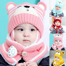 Cartoon Bear Striped Knit Woolen Scarf Cap for Baby childrensterritory