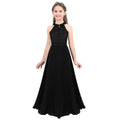 Kids Girls Halter Lace Design Chiffon Long Prom Ball Gowns childrensterritory