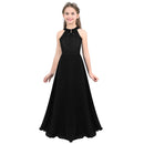 Kids Girls Halter Lace Design Chiffon Long Prom Ball Gowns childrensterritory
